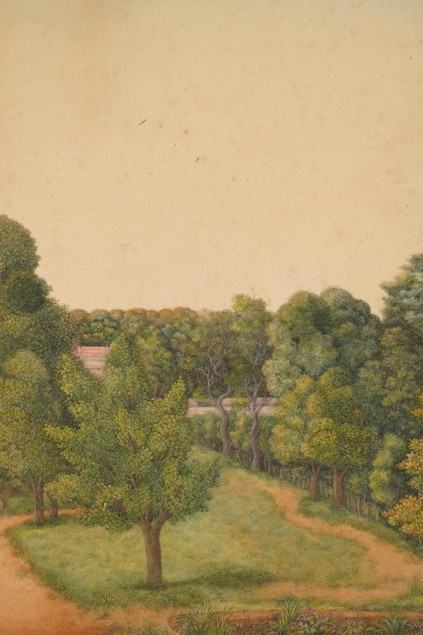 Indian School , (first half 19th century), Safdarjang's tomb, New Dehli, Gouache miniature painting, image 28cm x 56.2cm, staining
